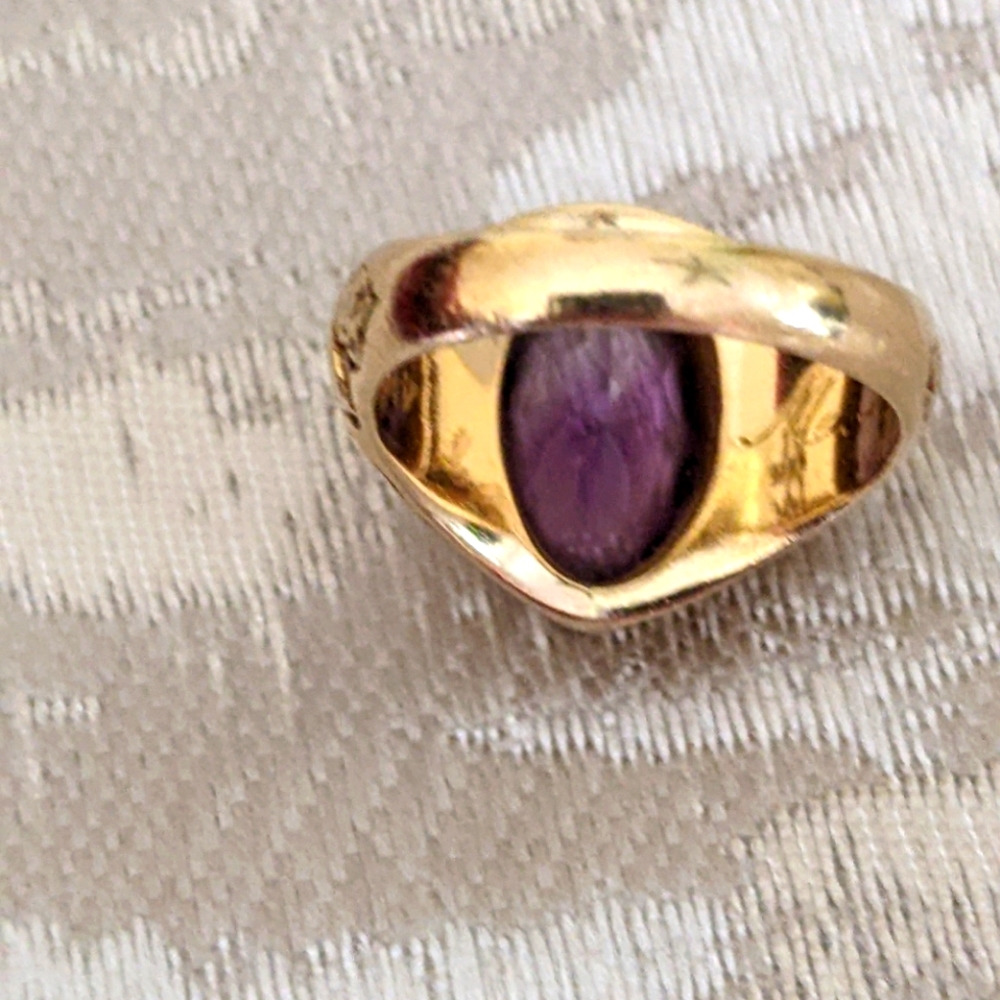 14K 💛 GOLD AMETHYST SIGNET LADIES RING - Picture 5 of 9